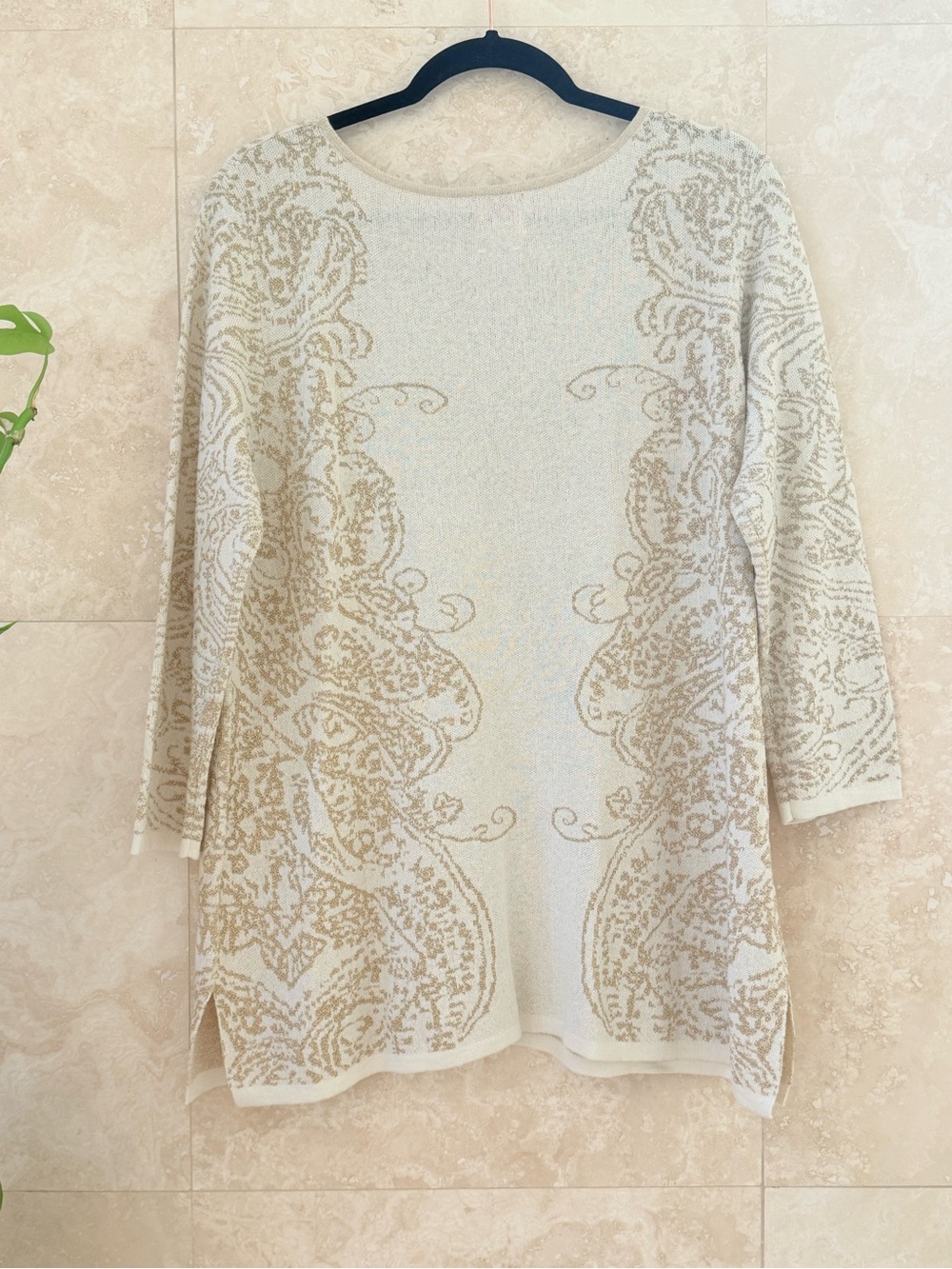 Ruby Rd. Cream and Tan Patterned Women's Pullover - Picture 2 of 5